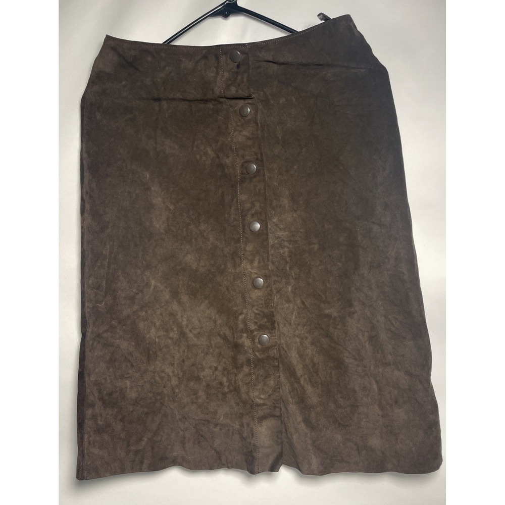 Banana Republic Brown Suede Leather Midi Skirt Women's Size 4